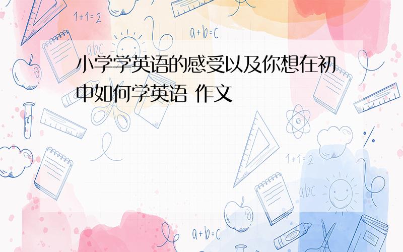 小学学英语的感受以及你想在初中如何学英语 作文