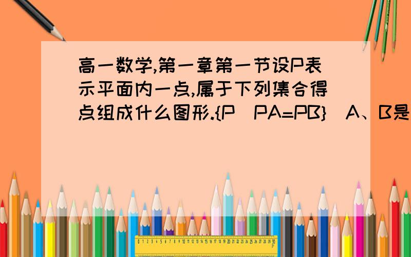 高一数学,第一章第一节设P表示平面内一点,属于下列集合得点组成什么图形.{P|PA=PB}(A、B是定点){P|PO=3cm}(O是定点)