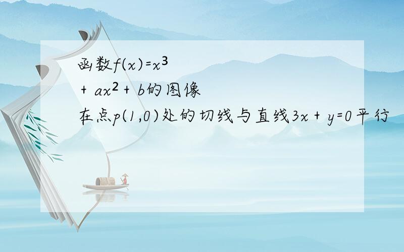 函数f(x)=x³＋ax²＋b的图像在点p(1,0)处的切线与直线3x＋y=0平行 （1）:函数f(x)=x³＋ax²＋b的图像在点p(1,0)处的切线与直线3x＋y=0平行 （1）:求a,b (2):求函数f(x)在＜0,t＞(t＞0)内的最