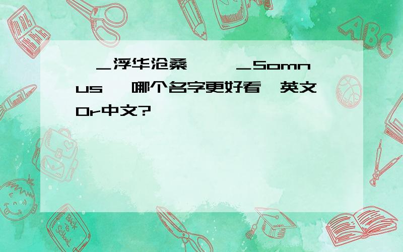 ＇＿浮华沧桑、 ＇＿Somnus、 哪个名字更好看,英文Or中文?