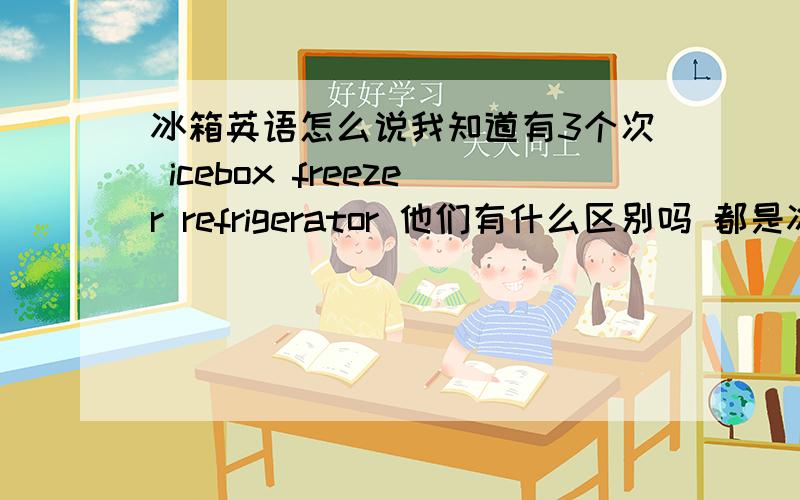 冰箱英语怎么说我知道有3个次 icebox freezer refrigerator 他们有什么区别吗 都是冰箱