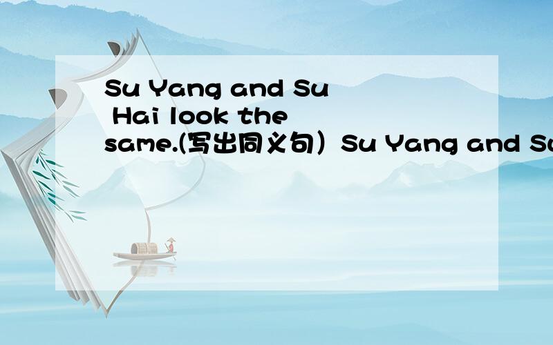 Su Yang and Su Hai look the same.(写出同义句）Su Yang and Su Hai_____ _____求各位大师!速回!jijjjjjjjjjjjjjj!