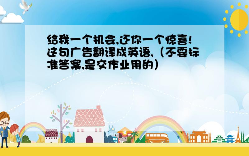 给我一个机会,还你一个惊喜!这句广告翻译成英语,（不要标准答案,是交作业用的）