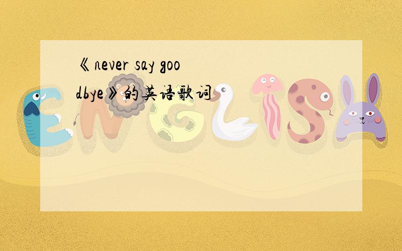 《never say goodbye》的英语歌词