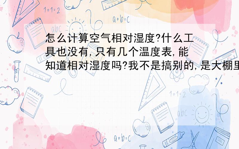 怎么计算空气相对湿度?什么工具也没有,只有几个温度表,能知道相对湿度吗?我不是搞别的,是大棚里育苗的.说相对湿度要95%,我怎么才能知道相对湿度啊?不要复制一篇文章啊,只要说怎么操作