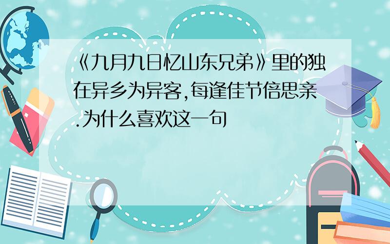 《九月九日忆山东兄弟》里的独在异乡为异客,每逢佳节倍思亲.为什么喜欢这一句