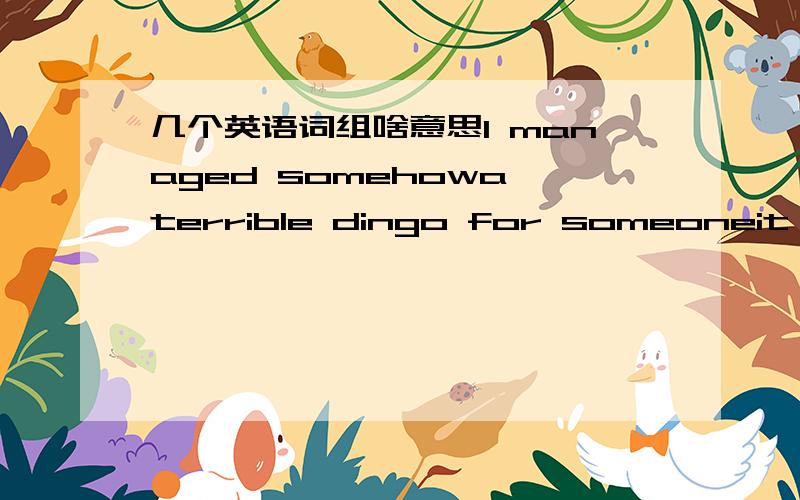 几个英语词组啥意思I managed somehowa terrible dingo for someoneit all depends