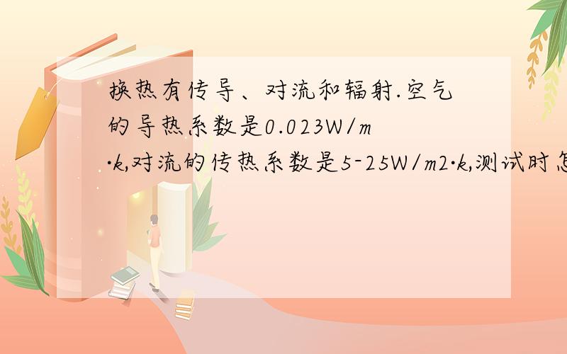 换热有传导、对流和辐射.空气的导热系数是0.023W/m·k,对流的传热系数是5-25W/m2·k,测试时怎么区分?现在有的大学教科书害人不浅,说什么双层玻璃中空气作用很大,减少了97%的热量传递.从双层