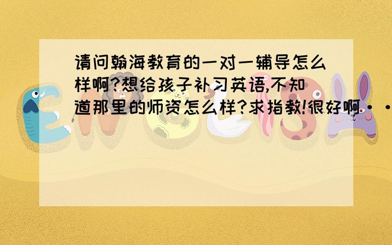 请问翰海教育的一对一辅导怎么样啊?想给孩子补习英语,不知道那里的师资怎么样?求指教!很好啊···