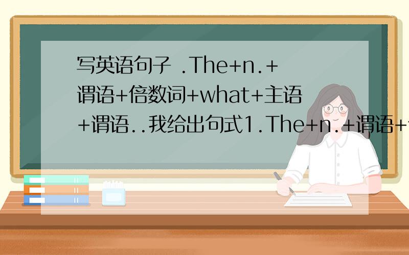 写英语句子 .The+n.+谓语+倍数词+what+主语+谓语..我给出句式1.The+n.+谓语+倍数词+what+主语+谓语..2.It is+adj./n.+that/whether/what/why...3.what if+主语+v.4.主语+is+home to..