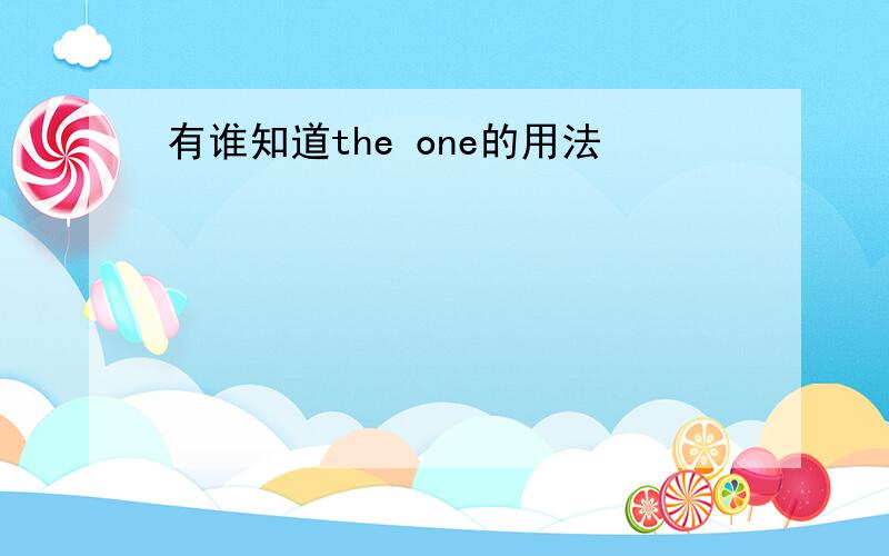 有谁知道the one的用法