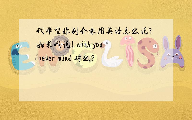 我希望你别介意用英语怎么说?如果我说I wish you never mind 对么？