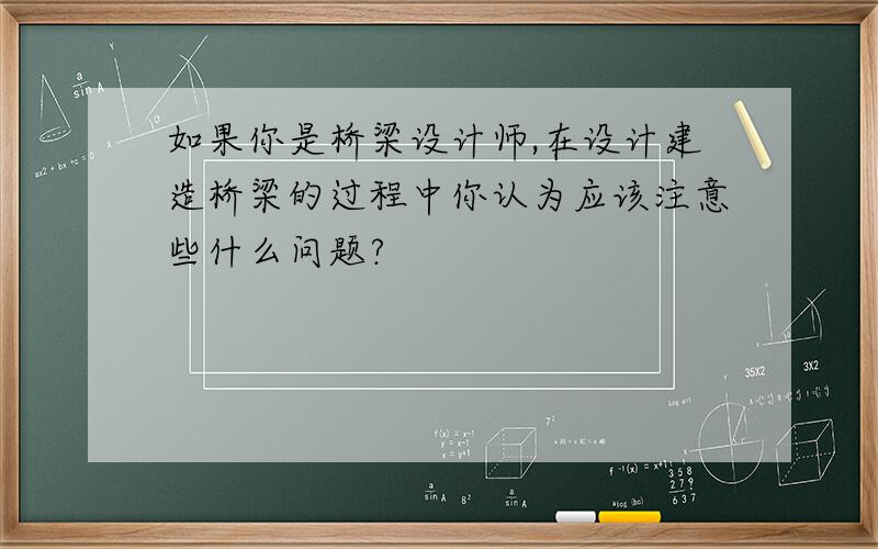 如果你是桥梁设计师,在设计建造桥梁的过程中你认为应该注意些什么问题?