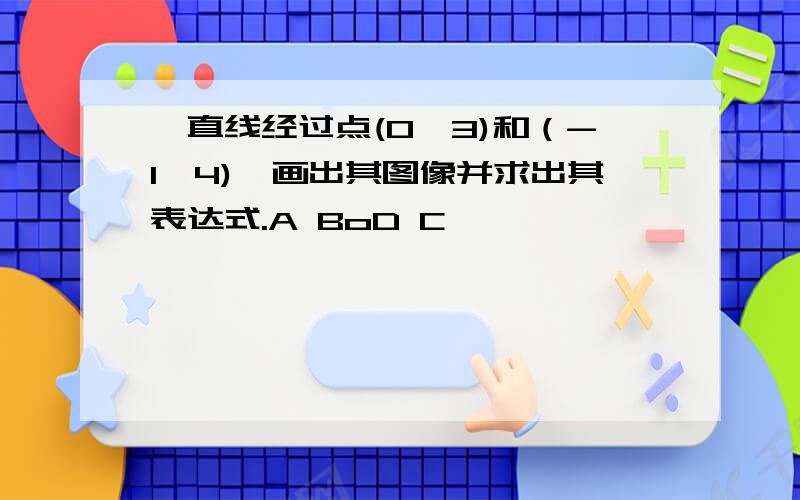 一直线经过点(0,3)和（-1,4),画出其图像并求出其表达式.A BoD C