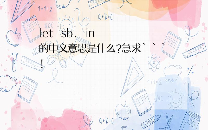 let  sb.  in  的中文意思是什么?急求```!