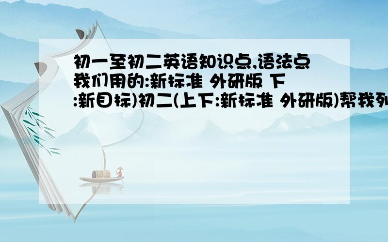 初一至初二英语知识点,语法点我们用的:新标准 外研版 下:新目标)初二(上下:新标准 外研版)帮我列出知识点,语法点