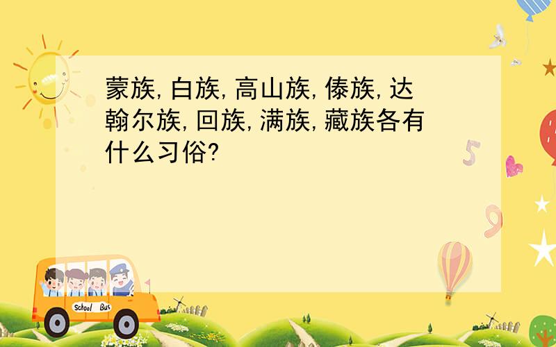 蒙族,白族,高山族,傣族,达翰尔族,回族,满族,藏族各有什么习俗?