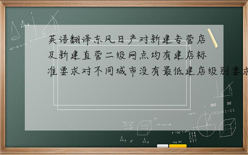 英语翻译东风日产对新建专营店及新建直营二级网点均有建店标准要求对不同城市没有最低建店级别要求经销商支持部通过专营店预警系统,每双月对全国专营店预警项目进行监控及预警东风