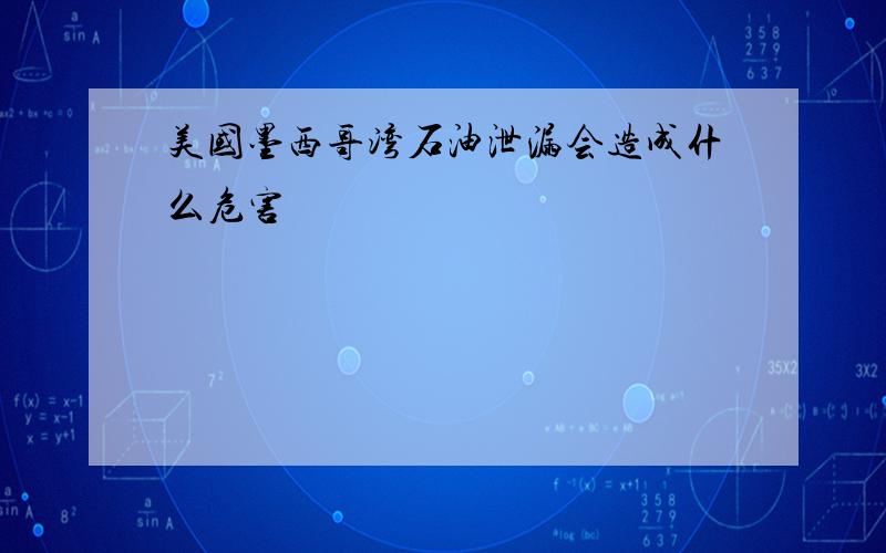 美国墨西哥湾石油泄漏会造成什么危害