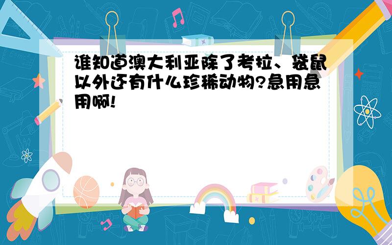 谁知道澳大利亚除了考拉、袋鼠以外还有什么珍稀动物?急用急用啊!