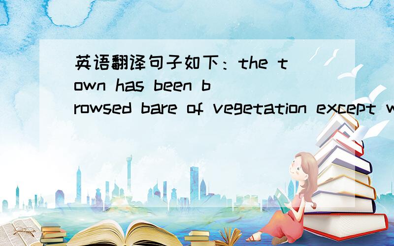 英语翻译句子如下：the town has been browsed bare of vegetation except where gardens and shrubs are protected by high fences.这里的browsed翻译成浏览呢,还是吃草呢?我试着对译一下：那个乡镇已经被浏览 光秃秃的