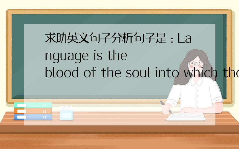 求助英文句子分析句子是：Language is the blood of the soul into which thoughts run and out of which they grow.1.第一个which 修饰的是 soul 还是 Language?2.第二个which 里they 指代的是thoughts 我的大概粗浅的理解是