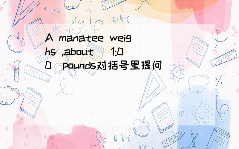 A manatee weighs ,about (1:00)pounds对括号里提问