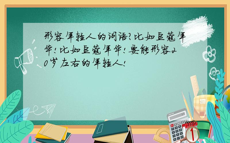 形容年轻人的词语?比如豆蔻年华!比如豆蔻年华!要能形容20岁左右的年轻人!