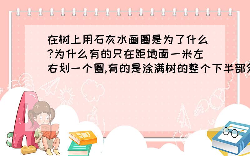 在树上用石灰水画圈是为了什么?为什么有的只在距地面一米左右划一个圈,有的是涂满树的整个下半部分?