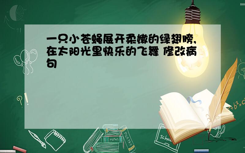 一只小苍蝇展开柔嫩的绿翅膀,在太阳光里快乐的飞舞 修改病句