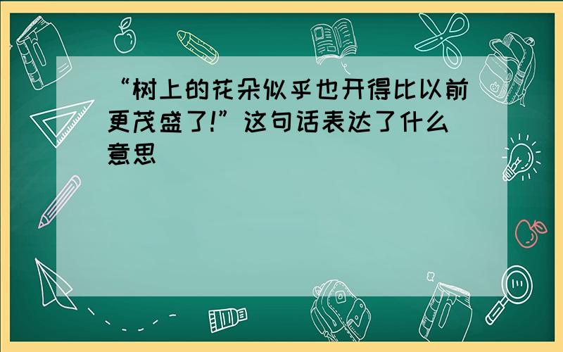 “树上的花朵似乎也开得比以前更茂盛了!”这句话表达了什么意思