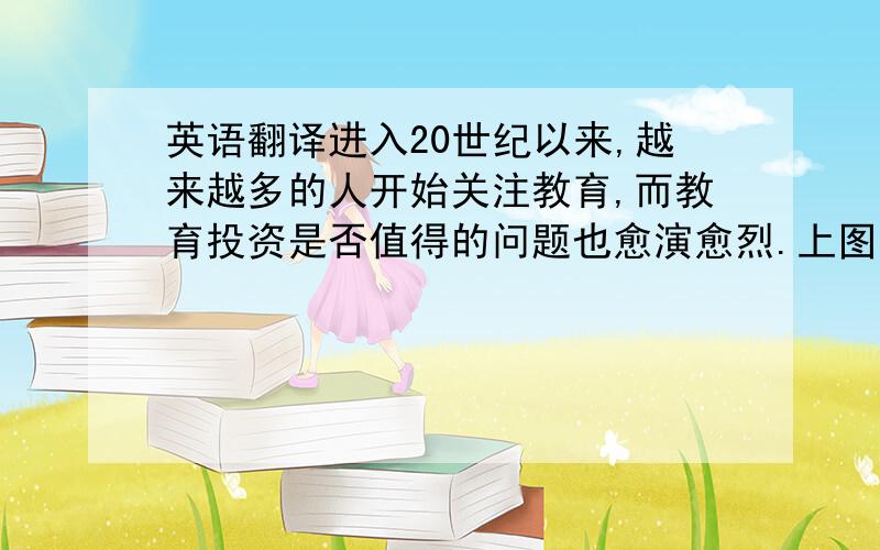 英语翻译进入20世纪以来,越来越多的人开始关注教育,而教育投资是否值得的问题也愈演愈烈.上图表很清楚地反映出2010年时不同受教育程度下的人群的不同收入.从中可知,收入与受教育程度