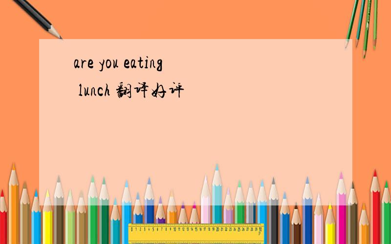 are you eating lunch 翻译好评