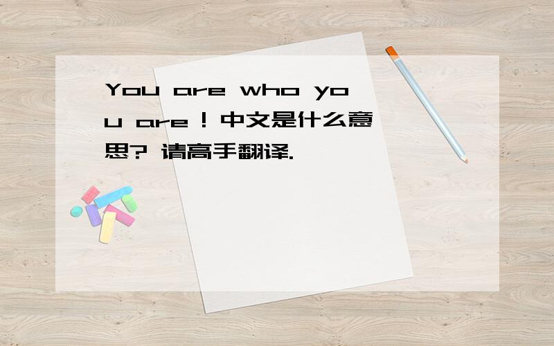 You are who you are ! 中文是什么意思? 请高手翻译.