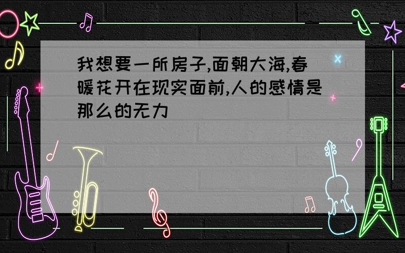 我想要一所房子,面朝大海,春暖花开在现实面前,人的感情是那么的无力