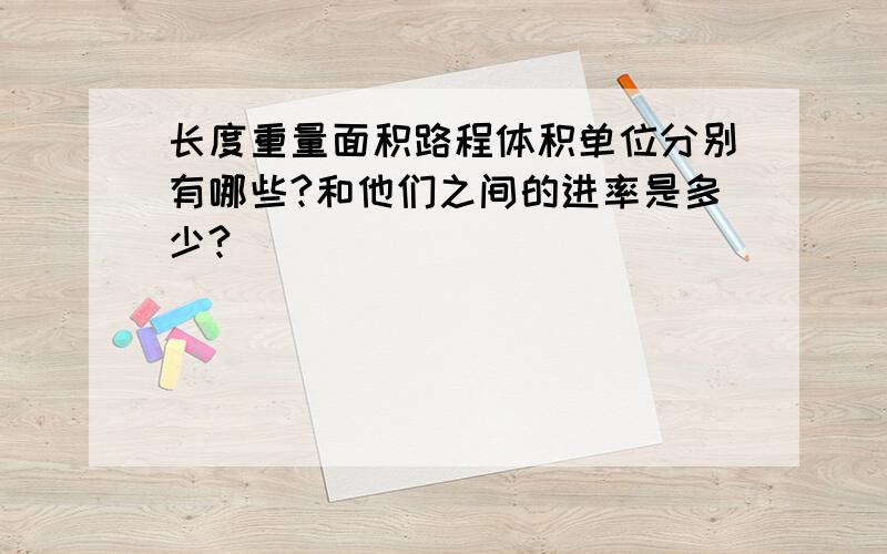 长度重量面积路程体积单位分别有哪些?和他们之间的进率是多少?