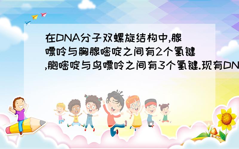 在DNA分子双螺旋结构中,腺嘌呤与胸腺嘧啶之间有2个氢键,胞嘧啶与鸟嘌呤之间有3个氢键.现有DNA四种样品,根据样品中碱基的百分含量判断最有可能来自嗜热菌的是A.含胸腺嘧啶32%的样品 B.含