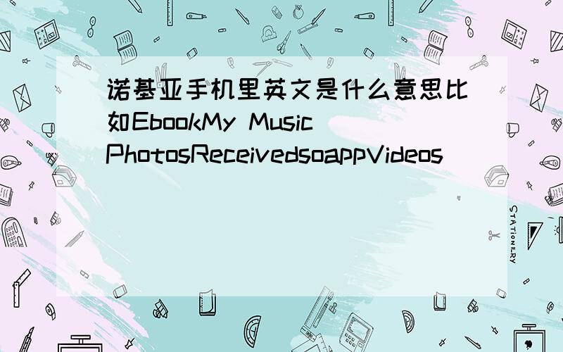 诺基亚手机里英文是什么意思比如EbookMy MusicPhotosReceivedsoappVideos