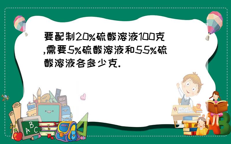 要配制20%硫酸溶液100克,需要5%硫酸溶液和55%硫酸溶液各多少克.