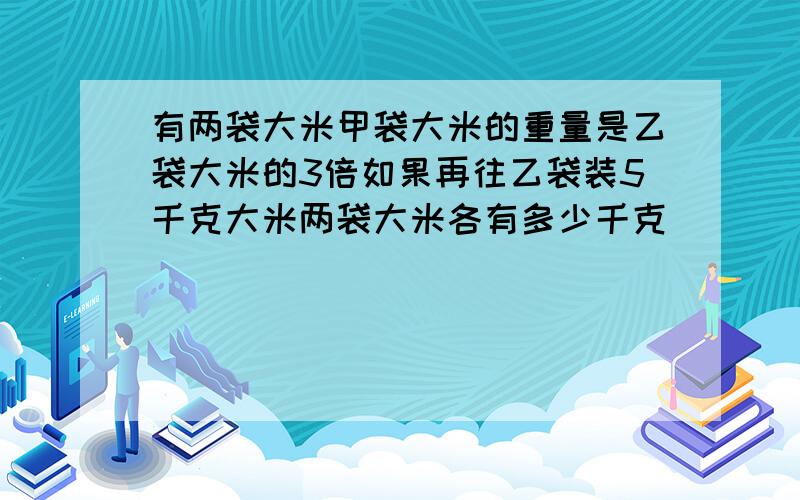 有两袋大米甲袋大米的重量是乙袋大米的3倍如果再往乙袋装5千克大米两袋大米各有多少千克