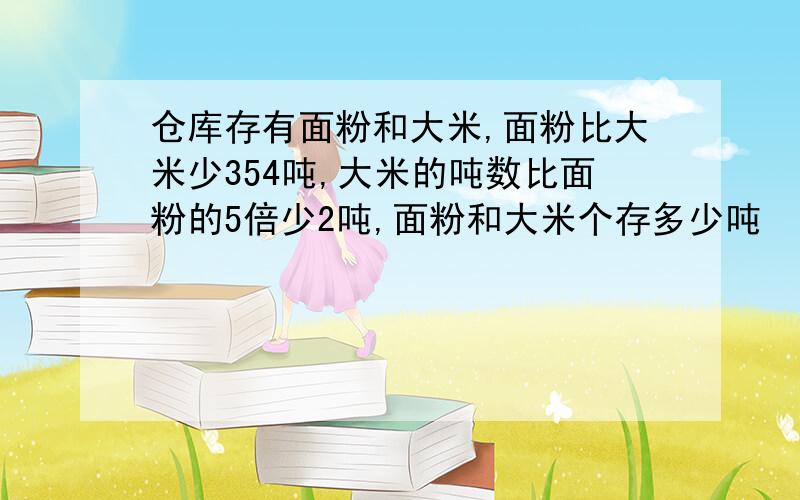 仓库存有面粉和大米,面粉比大米少354吨,大米的吨数比面粉的5倍少2吨,面粉和大米个存多少吨