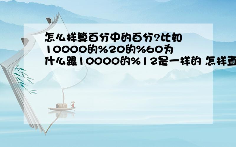 怎么样算百分中的百分?比如 10000的%20的%60为什么跟10000的%12是一样的 怎样直接算出10000的%20的%60就是%12的 为什么不是%13或者%14?