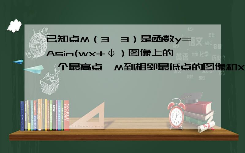 已知点M（3,3）是函数y=Asin(wx+φ）图像上的一个最高点,M到相邻最低点的图像和X轴交于点N（7,0）求函数的解析式~麻烦各位高手帮个忙~感激不尽~可以的话能否给个过程?