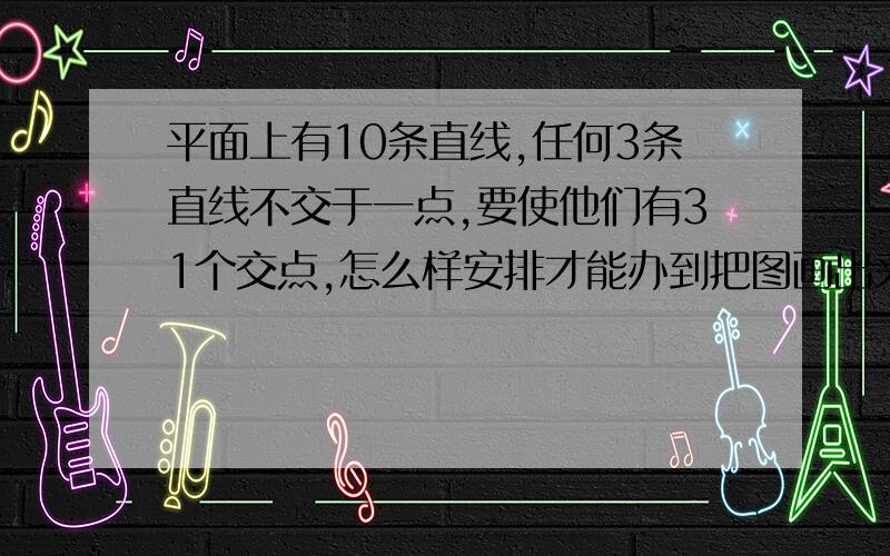 平面上有10条直线,任何3条直线不交于一点,要使他们有31个交点,怎么样安排才能办到把图画出来你们的方法是什么啊 是斗的？