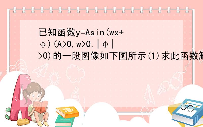 已知函数y=Asin(wx+φ)(A>0,w>0,|φ|>0)的一段图像如下图所示(1)求此函数解析式这是图