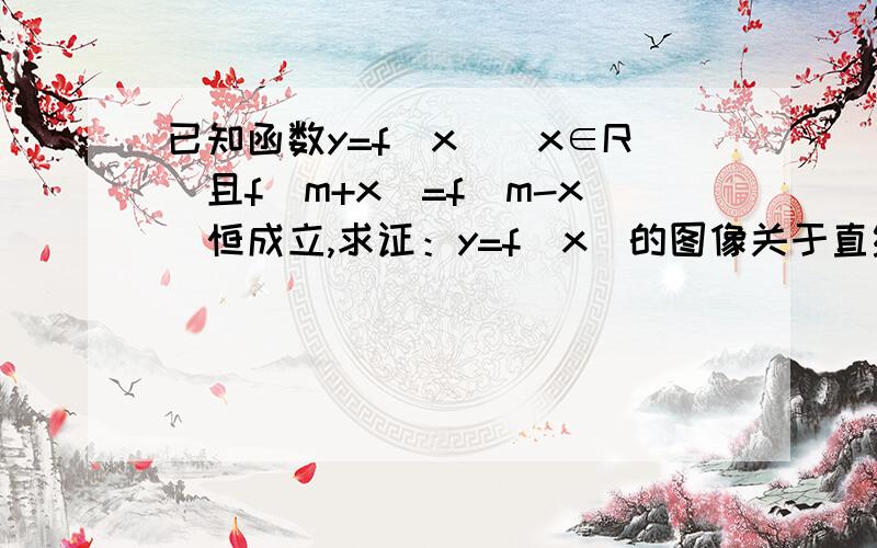 已知函数y=f(x)(x∈R)且f(m+x)=f(m-x)恒成立,求证：y=f(x)的图像关于直线x+m对称