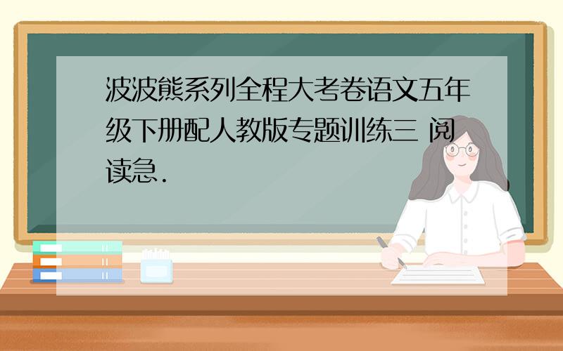 波波熊系列全程大考卷语文五年级下册配人教版专题训练三 阅读急.