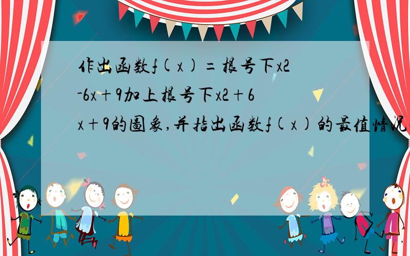 作出函数f(x)=根号下x2-6x+9加上根号下x2+6x+9的图象,并指出函数f(x)的最值情况快,急用!