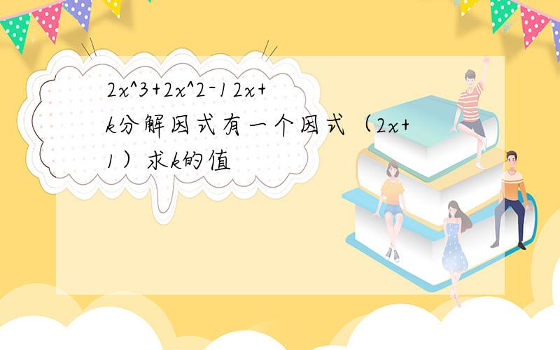 2x^3+2x^2-12x+k分解因式有一个因式（2x+1）求k的值