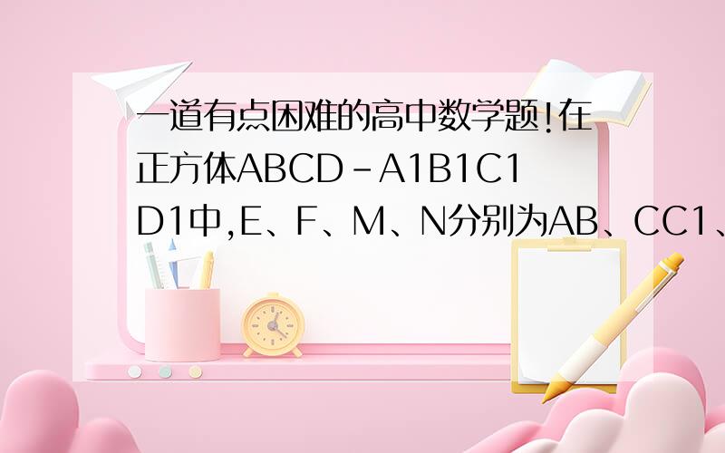 一道有点困难的高中数学题!在正方体ABCD-A1B1C1D1中,E、F、M、N分别为AB、CC1、AA1、C1D1的中点,求证平面CEM‖平面BFN.(要具体地证明过程)请不会者不要回答!谢谢了!